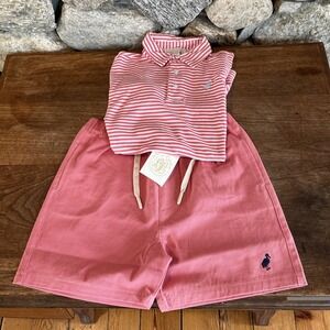 Beaufort Bonnet Co Boys Nantucket‎ Red Shelton Shorts, Striped Polo Shirt Outfit